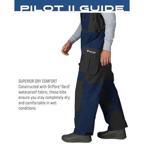 FROGG TOGGS Men's Pilot II Guide Waterproof Breathable Rain Bib, Dust Blue/Slate, Medium