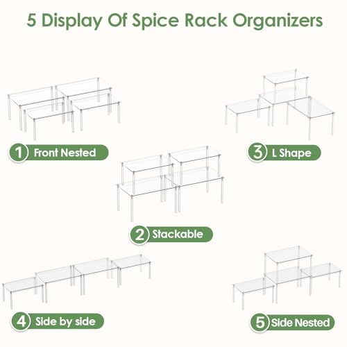 Delamu Clear Kitchen Cabinet Organizer, Set of 4 Acrylic Shelf Organizer for Cupboard Organizers and Storage, Stackable Cabinet Shelf for Plate, Dish, Bowl, Cup & Mug, 11.7" W x 7.7" D x 6.3" H - size: Set of 4