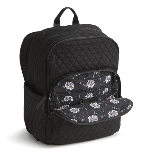 Vera Bradley Women's Premium Cotton Large Bancroft Backpack, Moonless Night, One Size