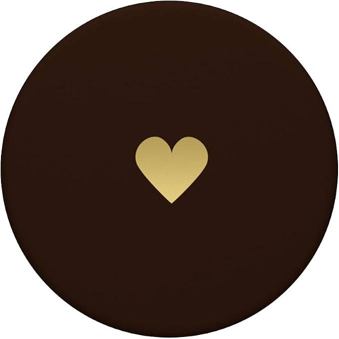 Dark Brown Deep Heart Minimalist PopSockets Adhesive PopGrip