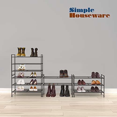 Simple Houseware 3-Tier Stackable Mesh Shoe Rack, Black - color: Black, style: Mesh Panel
