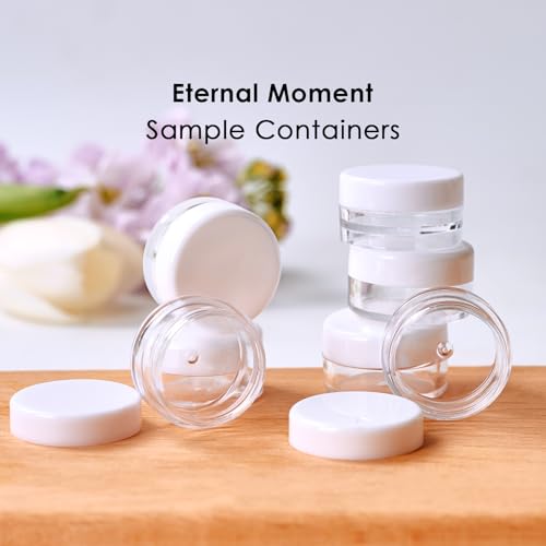 50 Pack 5 Gram 0.17OZ Clear Plastic Containers with White Lids, Small Round Cosmetic Jars Makeup Travel Containers Jar for Cream, Bead, Eye Shadow, Samples, Lotions, Powders, Glitters Lip Gloss - color: White Lid, size: 0.17 Ounce