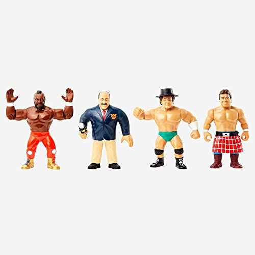 WWE Retro Action Figure 4 Pack - Cowboy Bob Orton, Mean Gene Okerlund, Mr T & Rowdy Roddy Piper