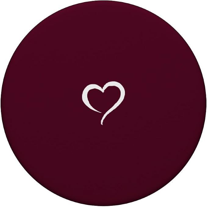 Burgundy Dark Wine Red Hand Drawn Heart Minimalist Love PopSockets Adhesive PopGrip