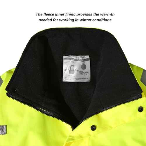 Safety jacket for men,Reflective high Visibility Hooded jacket,Hi-Vis Bomber Jacket with Pockets and Zipper,Waterproof,Black Bottom,ANSI/ISEA 107-2020 Type R Class 3,Lime