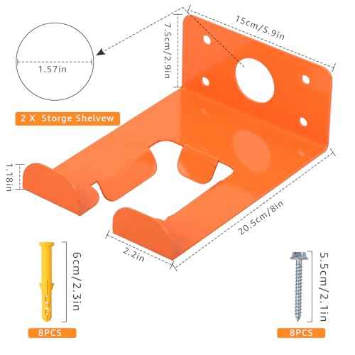 WeedEater Rack & Chainsaw Holder - Heavy Duty Garage Organizer Wall Mount for Grass Trimmer,Hedge Trimmer, Backpack Blower, Garden Tools, 2 Pack