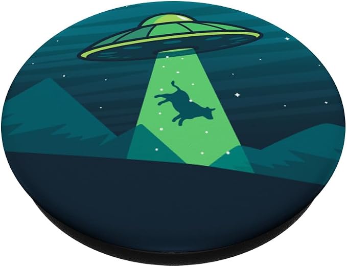 Aliens Abducting Cow into Flying UFO Saucer Abduction PopSockets Adhesive PopGrip