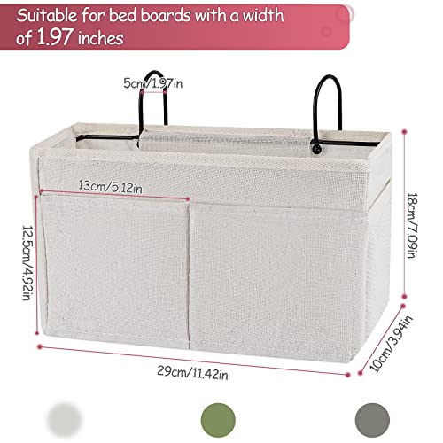 Bedside Caddy Hanging Storage with Water Bottle Holder for Bunk Bed Hospital Bed Dorm Rooms (White) - color: White