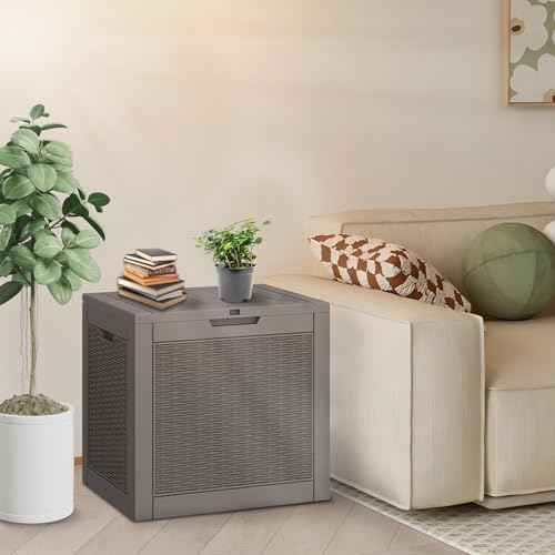 NUNU LAB Outdoor Storage Box 31 Gallon,Waterproof Indoor Outside Deck Boxes,Backyard Storage Bin for Package Delivery,Garden Tools,Patio Cushions,Pool Accessories,Storage Bench Lockable Lid,Tool Box