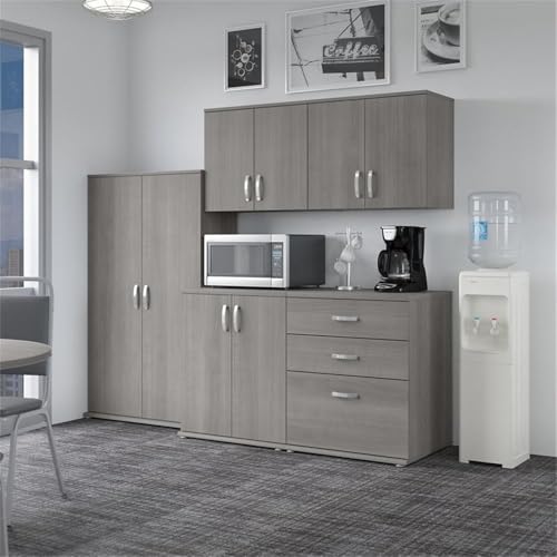 Bush Business Furniture Universal 92W 5 Piece Modular Storage Set with Floor and Wall Cabinets in Platinum Gray - color: Platinum Gray