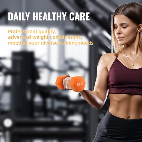 Fitvids Neoprene Coated Dumbbell Set with Rack, Free Hand Weight Set For Home Gym Workout, Anti-Slip, Anti-roll, Multiple Weight Options, 20LBS, 32LBS, 50LBS and 56LBS Sets