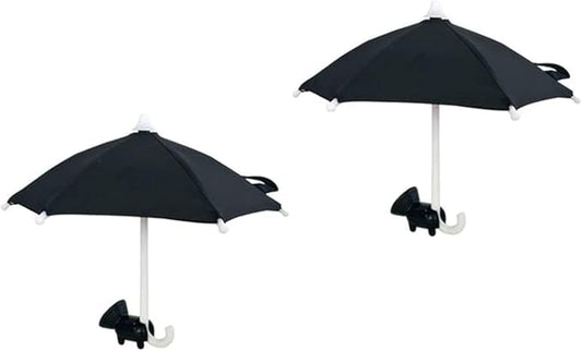 (2 Pack) phone umbrella for Sun Shade Funny Phone Snap Finger Phone Stand Silicone Phone Holder with Umbrella and Suction Cup for Phone Black