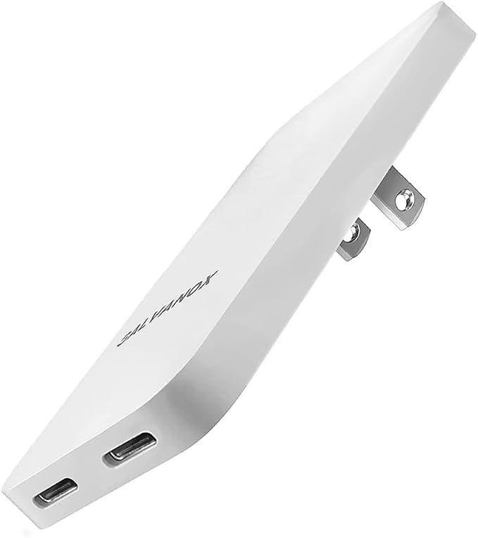 (3 Pack) Galvanox Dual USB-C Flat Wall Charger - Fast Charging Ultra Slim Outlet Plug Multi Port Type C for iPhone 13 14 iPhone 15 Pro Max and Samsung Galaxy Phones (20W)