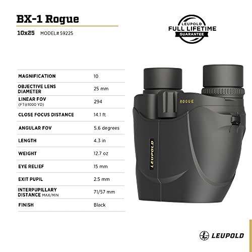 Leupold BX-1 Rogue Binoculars, 10x25mm (59225)