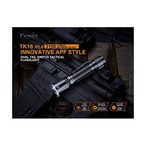 Fenix TK16 v2.0 Tactical Flashlight, 3100 Lumen Long Throw, USB-C Rechargeable, with LumenTac Organizer