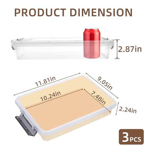 Citylife 3 PCS Plastic Storage Bins with Latching Lids Portable Project Case Clear File Box Stackable Storage Containers for Organizing B5 Paper, Photo, Document, Scrapbook - size: 3.3QT, style: 3 PCS