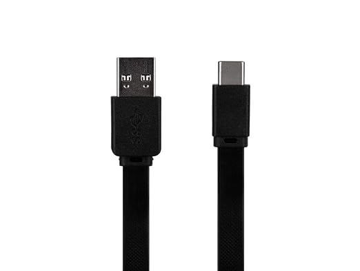 Monoprice Flat USB Type-C to Type-A 3.2 Gen1 Charge and Sync Cable - 5Gbps 3 Amp Charging Reversible Connector Resists Tangling Compatible with USB Type-C Devices 6 Feet Black