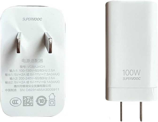 Official Original100W Charger for OnePlus Super VoocWall Charger Adapter with 5ft 10A Charging Cable