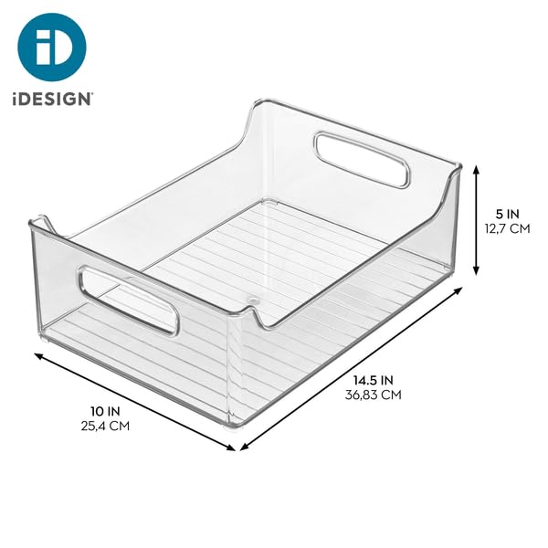 iDesign Stackable Clear Plastic Storage Bin, Kitchen Organizers for Fridge, Cabinet, or Pantry, 4-Pack - size: 14 x 10 x 5, style: Pack of 4