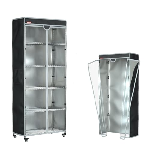 Shelf Cover Wire Shelving Rack Dust Cover,dustproof, Waterproof, Sunscreen, Front Transparent Panel Design for Easy Viewing, Suitable for 36" Wx14 Dx54 H (No Shelves,Black) - size: 36"Wx14"Dx54"H