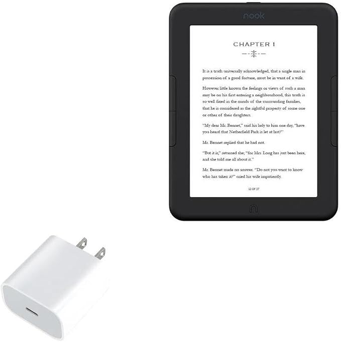 BoxWave Charger Compatible with Barnes &amp Noble Nook GlowLight 4e - PD GAN miniCube (30W) 30W Tiny PD GAN Type-C Wall Charger - Winter White