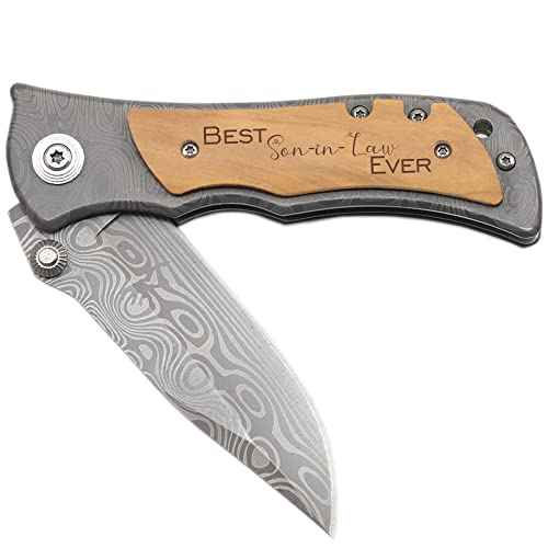 XJF Engraved Pocket Knife for Son-in-Law, Best Wedding Gift Idea for Hiking & Camping
