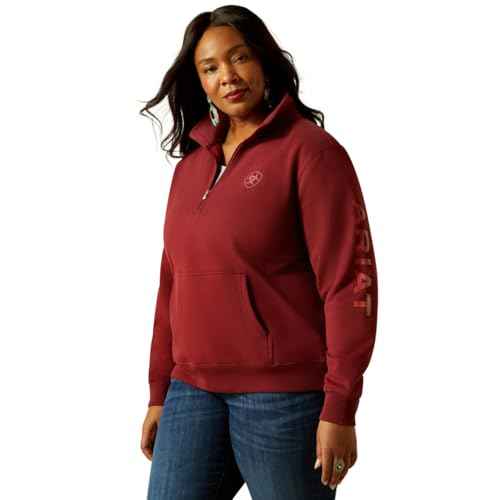 ARIAT womens Foundation Logo 1/2 Zip Sweatshirt