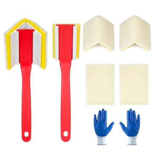 3 in 1 Corner Paint Repair Tool (with Gloves) 2 Pieces Corner Paint Tools (with 4 Replacement Pads) 1 Double Layer Gloves for Unsightly Corners, Dark Corner Repair Tools