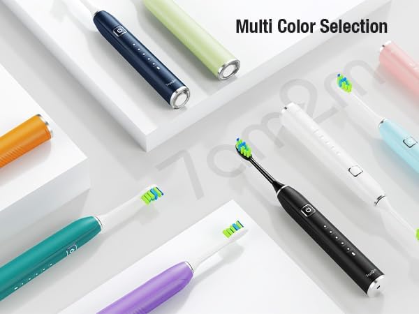 7AM2M Ultrasonic Electric Toothbrush with 6 Brush Heads for Adults&Kids, Type C Rechargeable, One Charge for 120 Days, 5 Modes&40000VPM Powered Toothbrush, 2 Minutes Built in Smart Timer (Black)