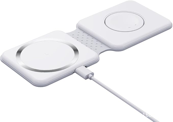 2 in 1 Magnetic Wireless Charger 15W Fast Charging Station Foldable Lightweight Compact Travel Charging Pad Compatible with iPhone &amp Apple Watch