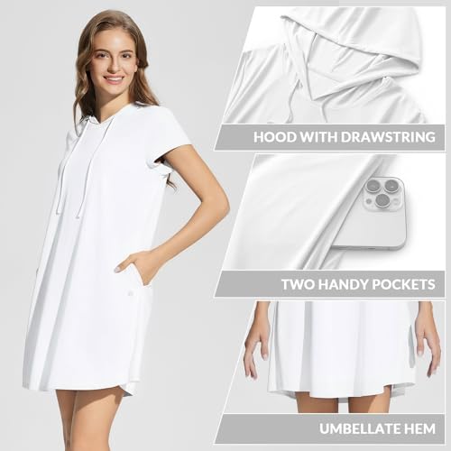 baleaf Women's Short Sleeve UPF 50+ Cover Up with Pockets Quick Dry Beach Coverups Sun Protection Swimwear