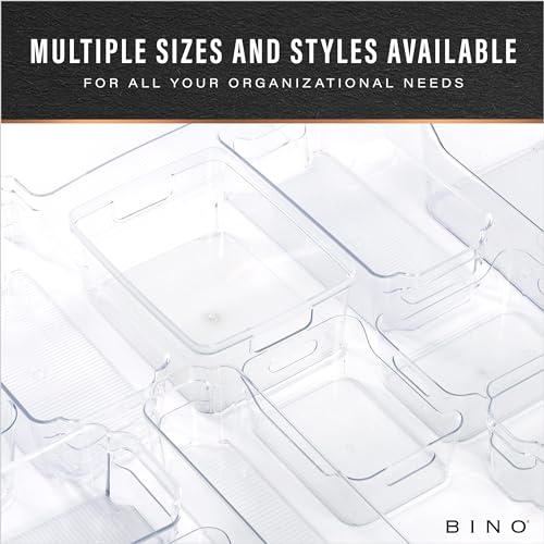 BINO | Plastic Organizer Bins, X-Large - 4 Pack | The SOHO Collection | Multi-Use Organizer Bins | Pantry & Freezer Bin | Plastic Storage Containers | Bin for Home & Kitchen Org - size: X-Large
