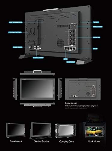LILLIPUT 17.3" Q17 FHD PRO SDI Filmmaking Monitor 3D Lut HDR Waveform/Vector/Histogram/4 Bar Display/Audio Vector/Level Meter with Gold mount and 19" rack mount ears by VIVITEQ