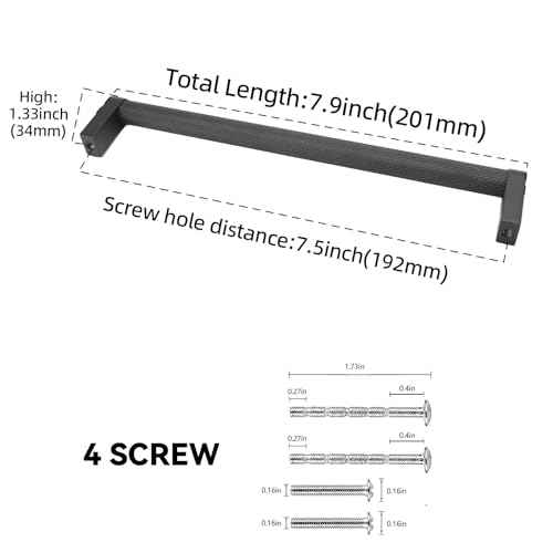 10 Pack 7-1/2 Inch Matte Black Kitchen Cabinet Handles Knurled Cabinet Pulls Black Drawer Pulls Kitchen Hardware