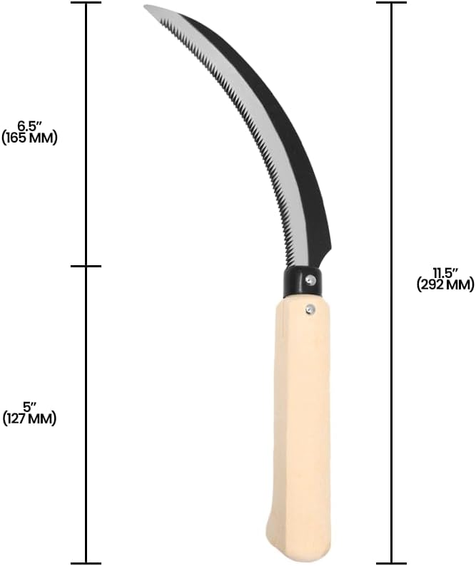 Zenport K202 Lavender Harvest Sickle/Berry Knife, Notched Wooden Handle, 6.5-Inch Curved Serrated Blade