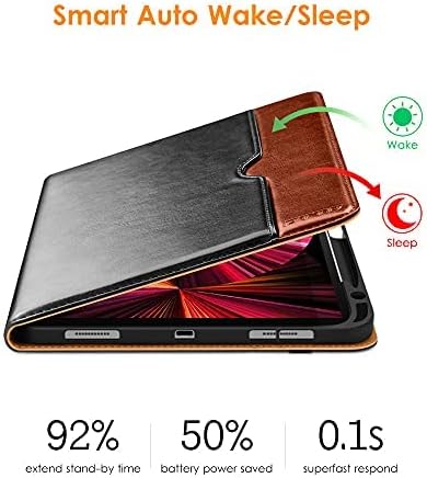 DTTO Case for iPad Pro 11 Inch 4th / 3rd / 2nd / 1st Generation 2022/2021/2020/2018Premium PU Leather Folio Stand Cover with Hand Strap Auto Wake/SleepMultiple Viewing Angles Black
