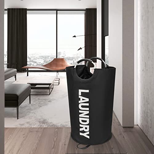 Maxsilan 125L X-Large Laundry Basket, Freestanding Tall Clothes Hamper, Collapsible Laundry Bag, Black - color: Black, size: 125L