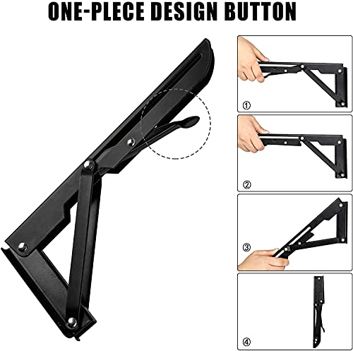 Folding Shelf Brackets - 16 Inch 2 Pcs Heavy Duty Stainless Steel Collapsible Triangle Shelf Bracket, DIY Wall Mounted Folding Table Hinge, Space Saving for Bench Table with Screws - size: 16 Inch- 2 Packs