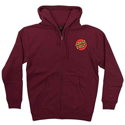 SANTA CRUZ Classic Dot Zip Hooded Heavyweight Sweatshirt Maroon XL Mens