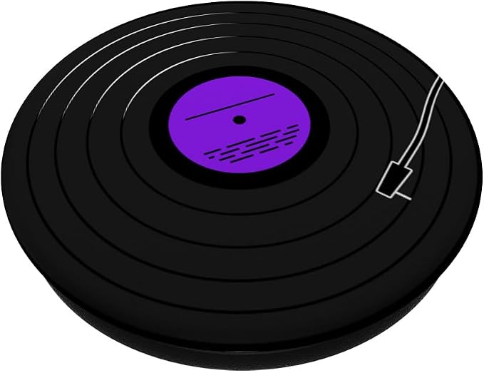 Retro Vinyl Record LP Art Purple Violet Lilac Design PopSockets Adhesive PopGrip