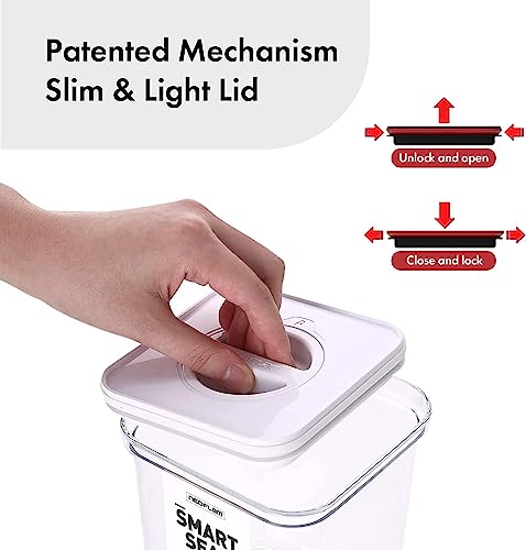 Neoflam Airtight Smart Seal Food Storage Container (Set of 3) | Crystal Clear Body | Modular, Stackable, Nestable Design | Easy to Clean, BPA Free (2.7L, Rectangular)