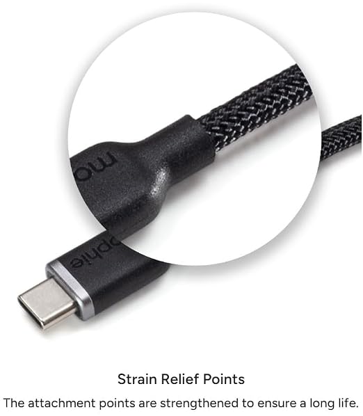 Mophie Charge Stream USB-C to USB-C 3m/10ft Cable - 60W Power Delivery Enduraflex Silicone Ultra-Durable Braided Design for Everyday Use