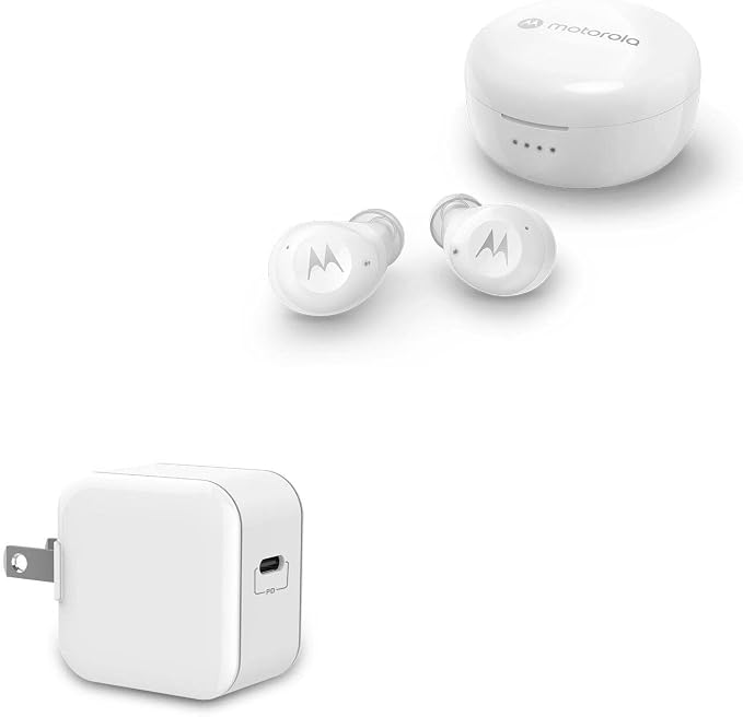 BoxWave Charger Compatible with Motorola Moto Buds 270 - PD GAN miniCube (30W) 30W Tiny PD GAN Type-C Wall Charger - Winter White