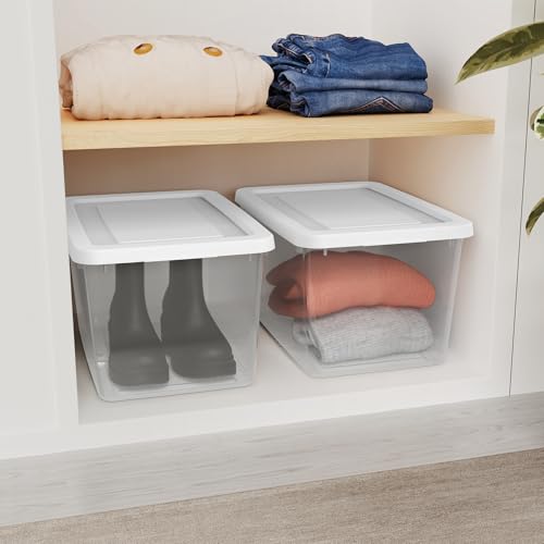 Sterilite 8-Pack Storage Box, Clear Plastic Storage Container Bins with Lids, 20 Quart - Heavy-Duty Organizing Containers for Closet, Bathroom, and Office - size: 20 Quart, style: 8