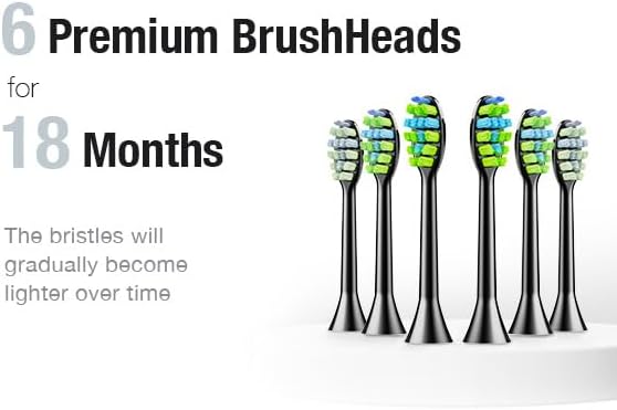 7AM2M Ultrasonic Electric Toothbrush with 6 Brush Heads for Adults&Kids, Type C Rechargeable, One Charge for 120 Days, 5 Modes&40000VPM Powered Toothbrush, 2 Minutes Built in Smart Timer (Black)