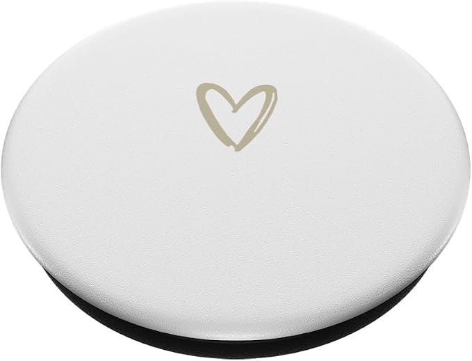 Beige White Minimalist Heart PopSockets Adhesive PopGrip