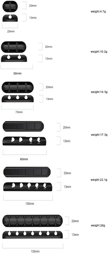 Oakridge™ Cable Organizer Clips with Strong 3M Adhesive – Silicone Desk & Car Wire Holders for USB, Charger Cables & Earphones – Multi-Slot (7-5-3-3-1)