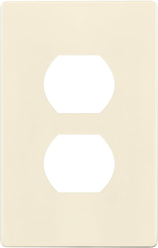 ENERLITES Screwless Duplex Wall Plate, Child Safe Receptacle Outlet Cover, Standard Size, 1-Gang 4.68" x 2.93", Unbreakable Polycarbonate Thermoplastic, UL Listed, SI8821-LA, Glossy, Light Almond