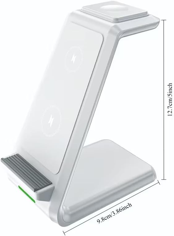 3-in-1 15W Wireless Charger Making the Desktop Cleaner Wireless Charger with Dual CoilWhite