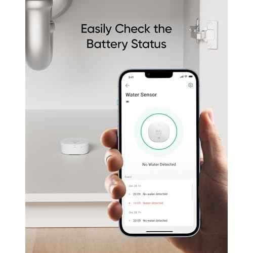 eufy Security Water and Freeze Sensor with Remote Alerts, IP65 Waterproof, 2-Year Battery Life, HomeBase Required, Compatible with HomeBase 2 and 3, Optional 24/7 Protection Service, App Control